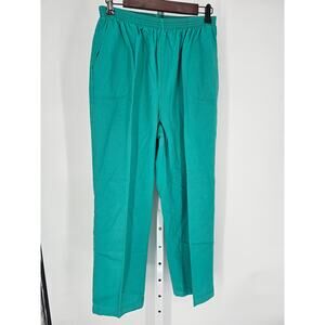 Picket And Post Women's Elastic Waist Green Cotton Polyester Pant Size 16